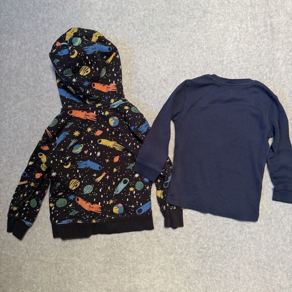 Hanna Andersson Hooded Zip Up Sweater Boy 4T Space Planets Hoodie Corduroy Pants - Picture 8 of 9